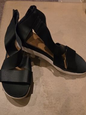 torrid Black Ribbon Ankle Wrap Platform Wedges